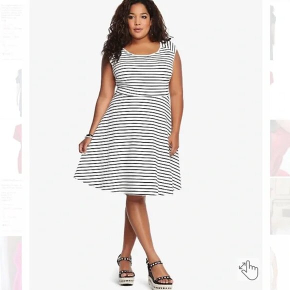 Torrid Striped Cross Back Textured Skater Dress 2X - Picture 3 of 16